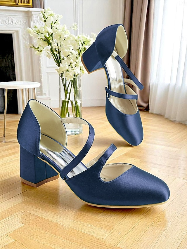 Mary Heels – 1950s Satin Elegant Women's Block Jane Green