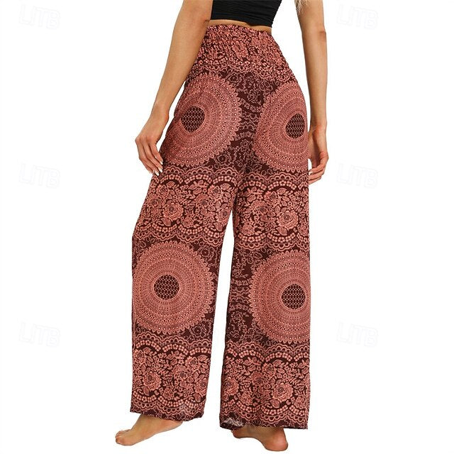 Women's Wide Leg Pants Trousers Casual Boho Full Length