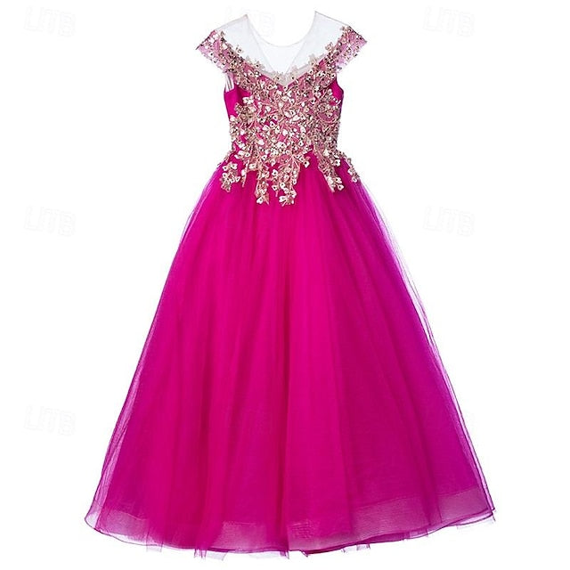 Girls' Kids Color Solid Dress Party Sleeve Short