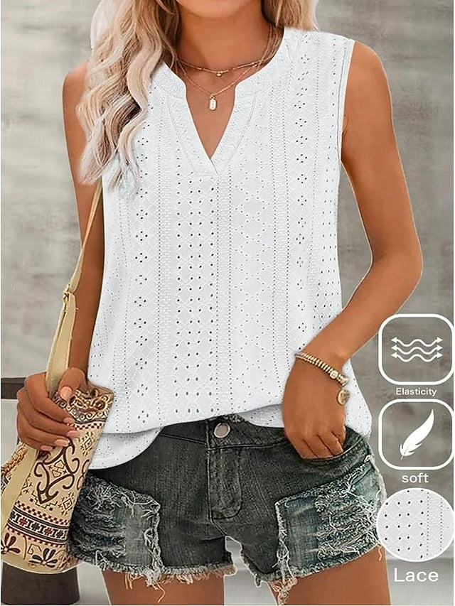 Women's Camisole Tank Top Crew Neck White Pink Purple Green