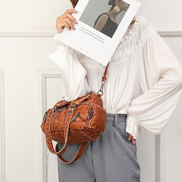 Stylish - Women's Brown Leather Bag Shoulder Vintage