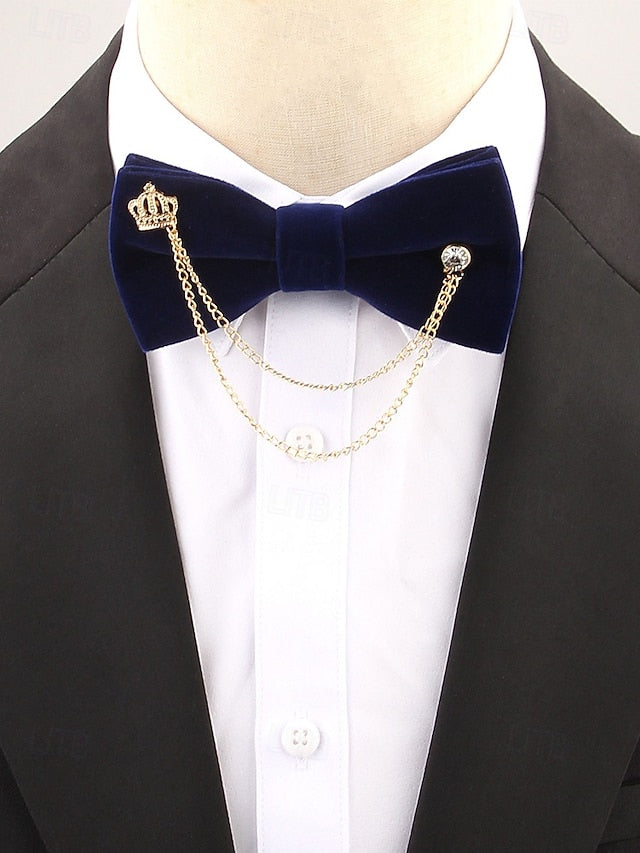 with Detail Chain Men's Tie – Velvet Bow and Crown