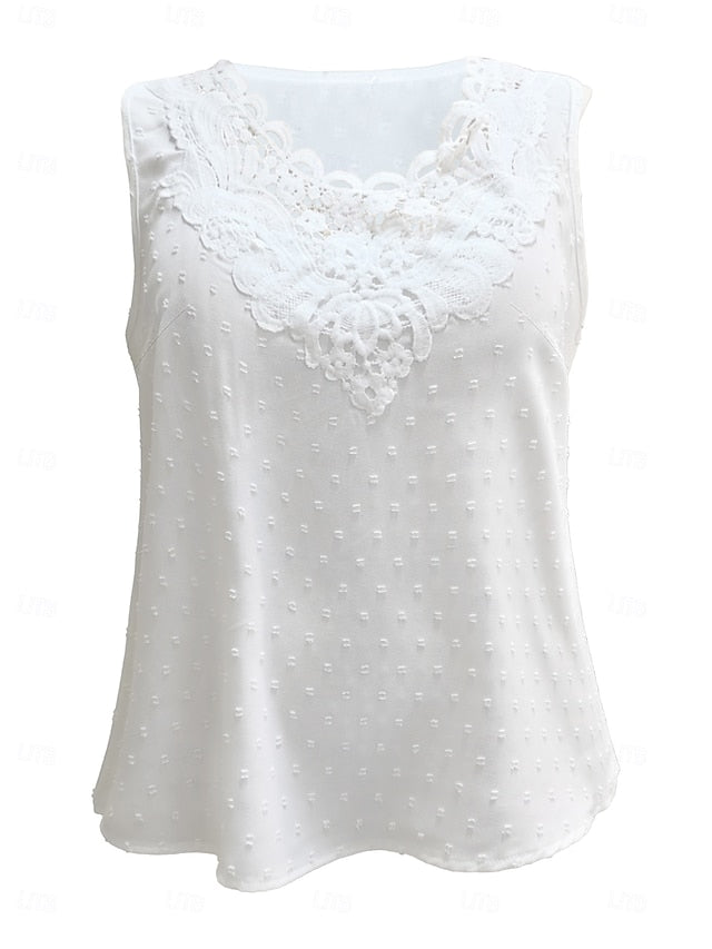 Women's Tank Top Lace Tops Lace Patchwork Plain Fashion