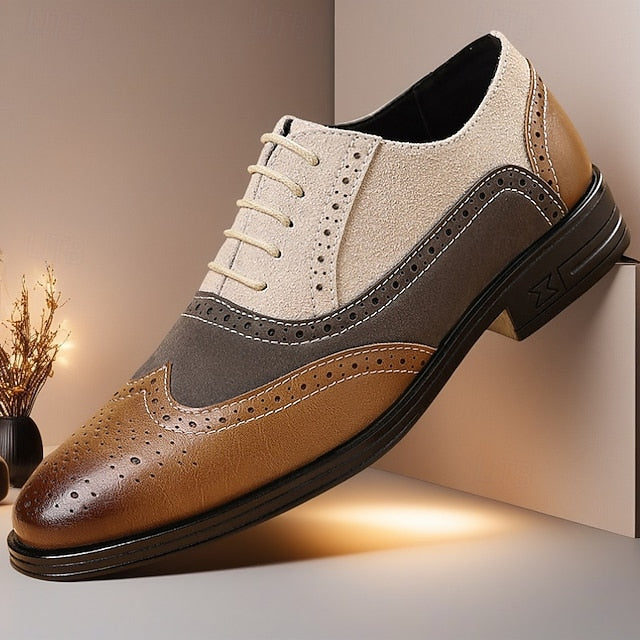 and Classic Shoes Brogue Oxford Brown Gray Men's