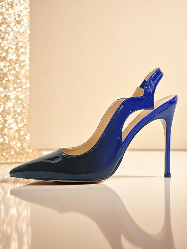 Leather and Slingback Patent Red Women's Heels Black