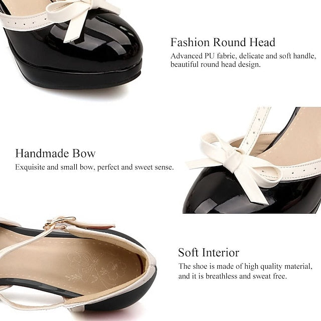 with Black White High Patent Women's Heels Leather T-Strap