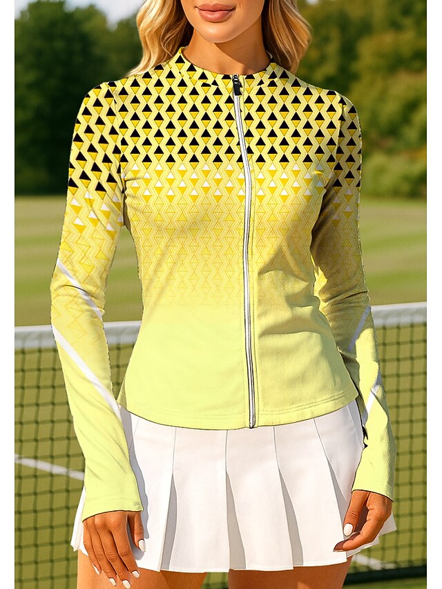 Women's Geometric Gradient Tops Sport Shirt Tennis Shirt