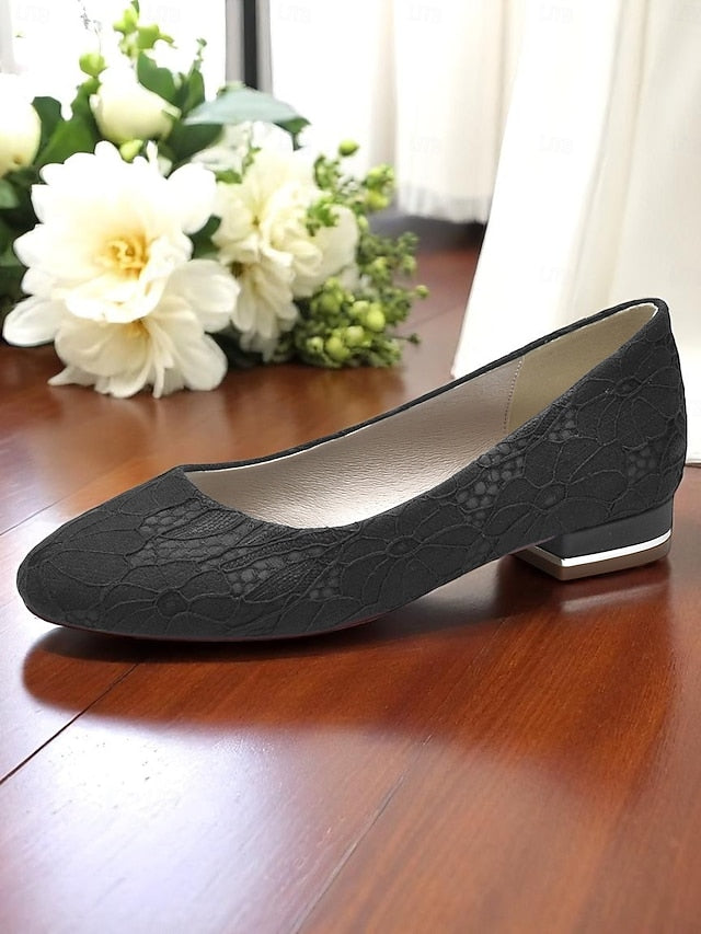 Low Women's Wedding Ivory Heel Lace Flats