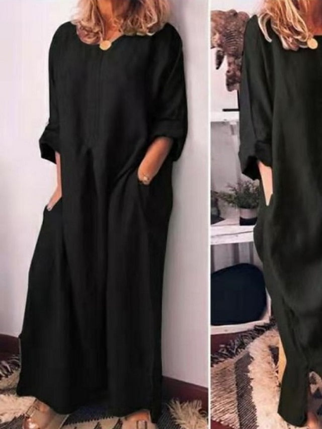 Women's Blue Black Yellow Summer Spring Fall Maxi Dress