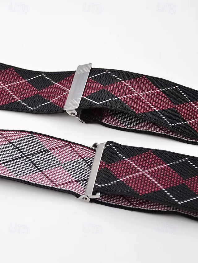 – Suspenders Classic Pattern Clip-On Argyle Men's