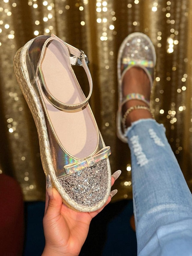 Platform Holographic Glitter Shoes Mary Women's Jane
