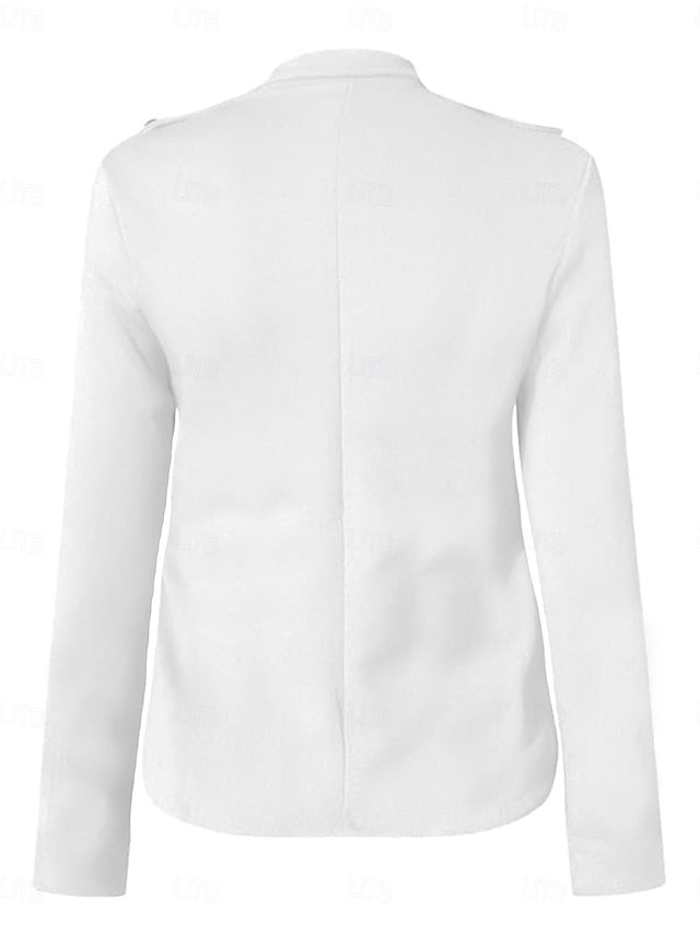 Women's Blazer Sweatpants Long Sleeve Shirt Collar Plain