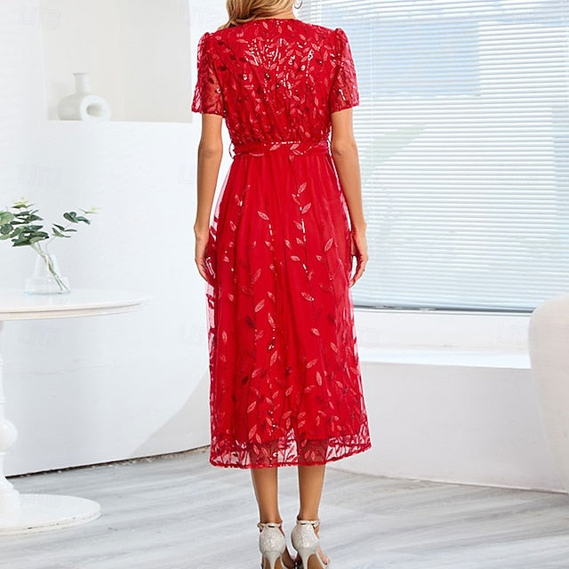 the Dress Sequin V A-Line Elegant Neck Mother of Bride