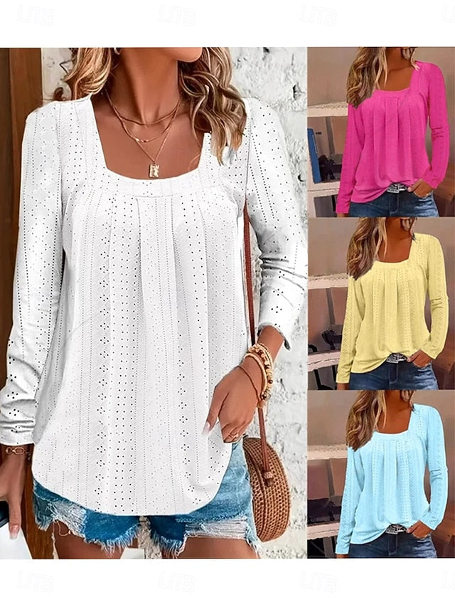 Women's Shirt Lace Shirt Solid Color Graphic Plain Elegant