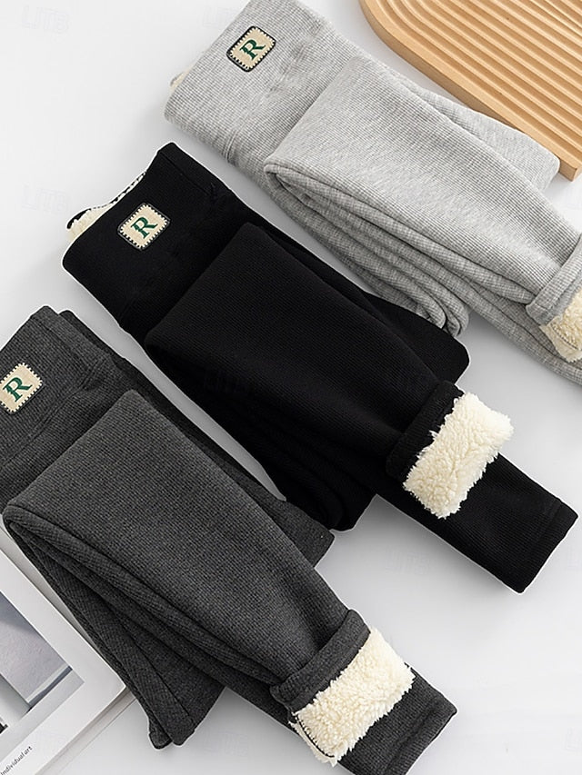 Women's Fleece Lined Leggings Fleece Pants Leggings Fashion