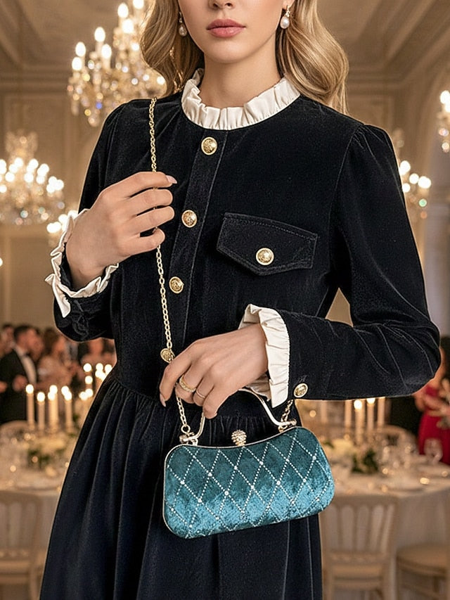 Velvet Diamond Quilted Evening Women's Accents Purse with -