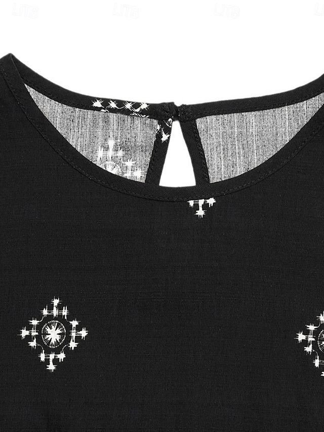 Women's Pants Sets Sleeveless Crew Neck Solid Color Print