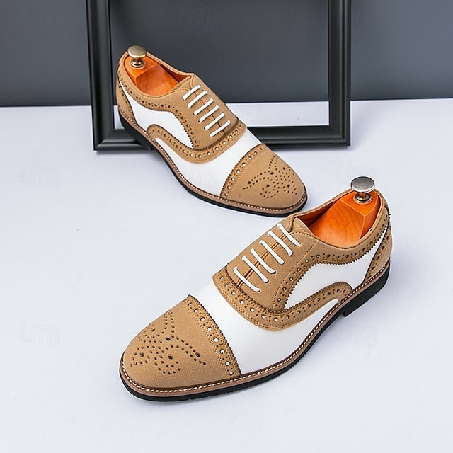 Brown Classic Brogue White Oxford Men's with and Shoes