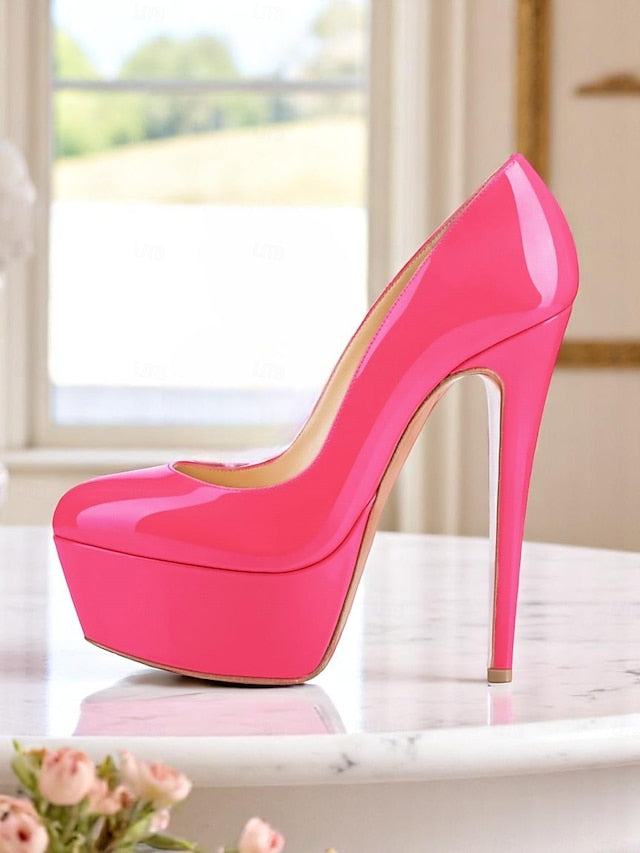 Platform Heels Patent Women's with Pointed-Toe and Black