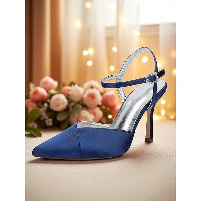 Heels Green Stiletto Women's Strap - Satin Ankle with