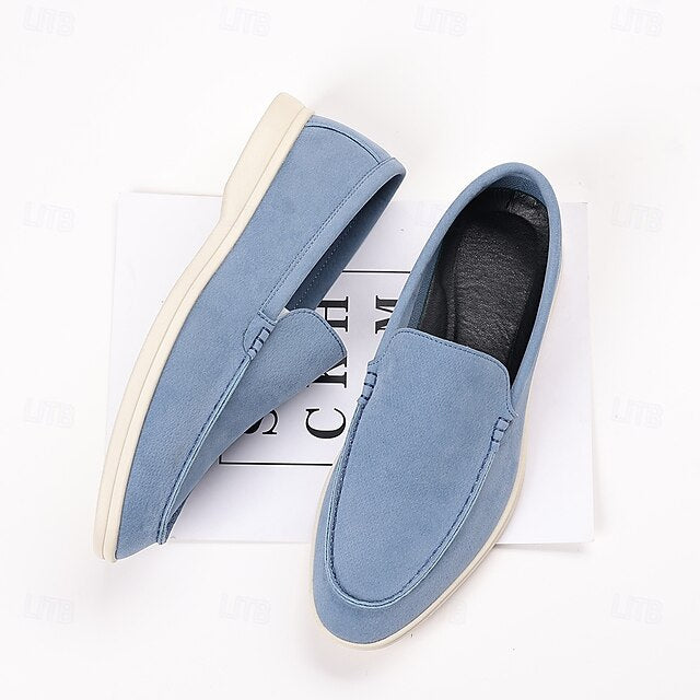 Blue – Faux Men's Loafers Slip-On Light Breathable Casual