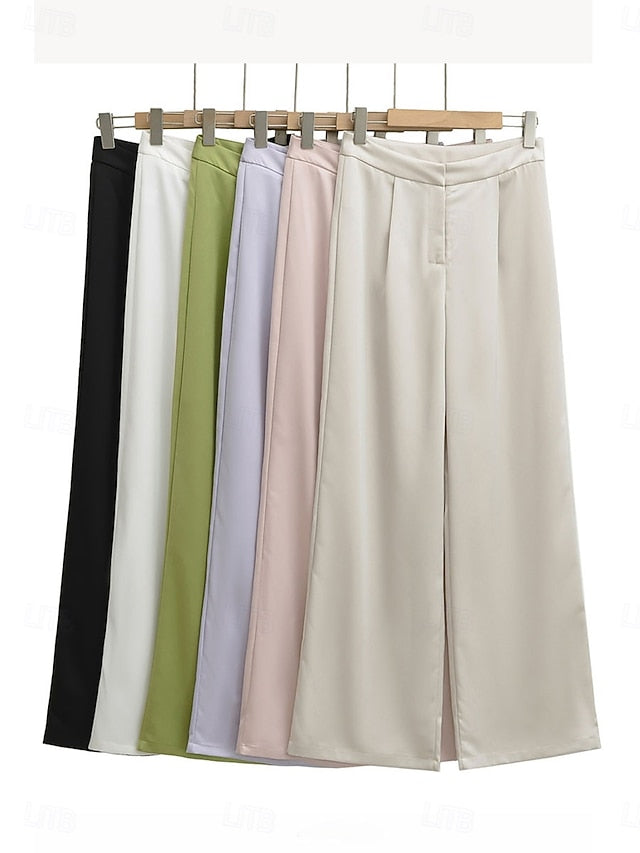 Women's Wide Leg Chinos Straight Elegant Vacation Vintage