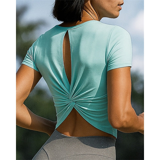 Women's Running Top Running Shirt Hole Short Sleeve Tee