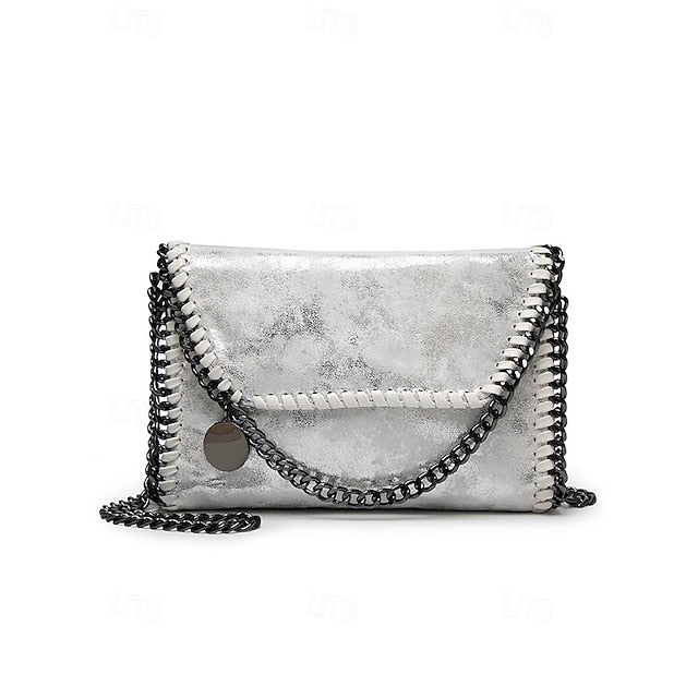 Red Shoulder with Bag Whipstitch Chain Faux Leather Detailing