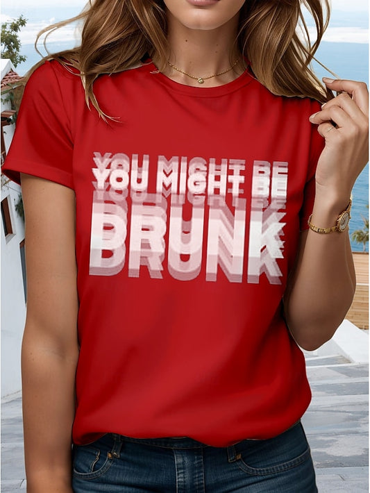 Women's T Shirt Print Graphic Letter Stylish Casual Short