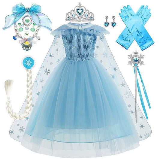 Elsa Theme Girl Princess Party Flower Fairytale Dress Frozen