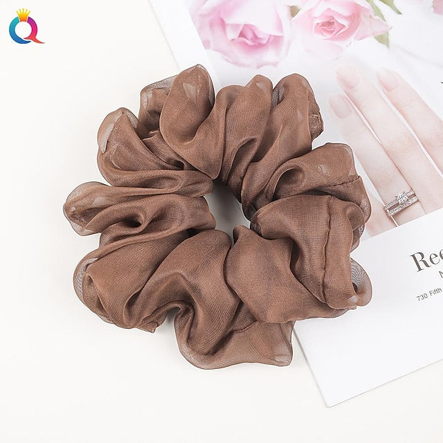 Chiffon Hair Rope Hair Ring Love Heart Printing Satin Fabric