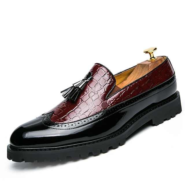 - Loafers Black Crocodile Red Pattern Men's and Stylish