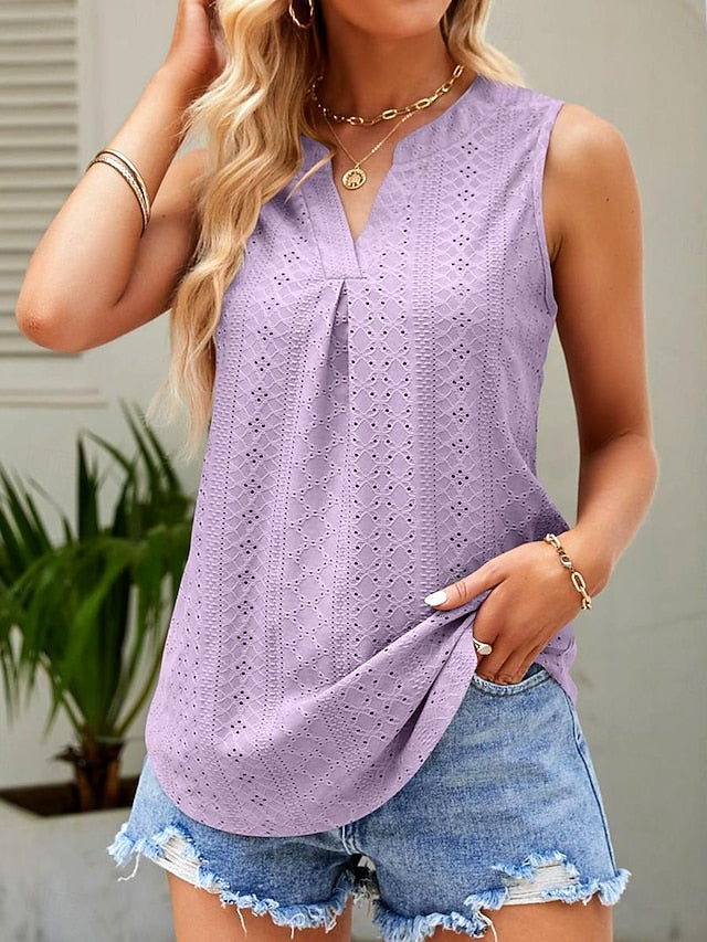 Women's Camisole Tank Top Crew Neck White Pink Purple Green