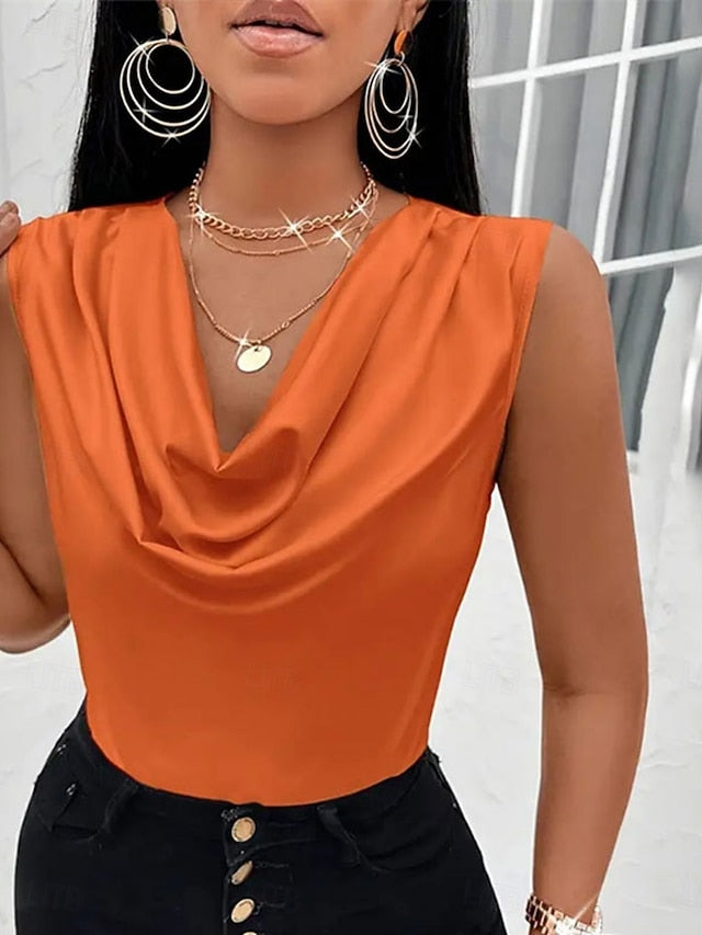 Women's Tank Top Plain Stylish Modern Sleeveless Cowl Neck