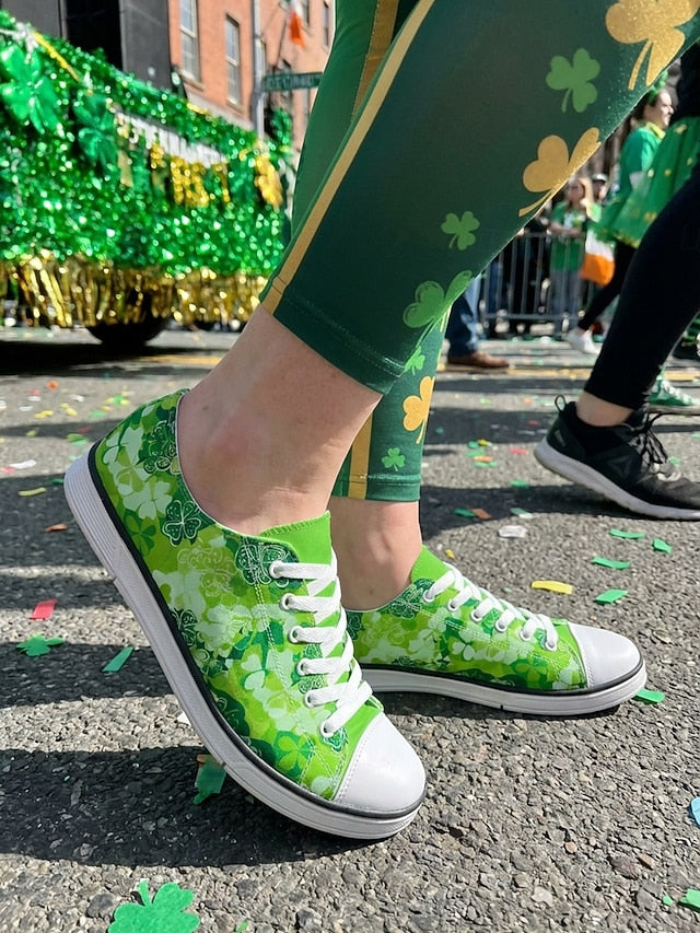 Women's St. Patrick's Day Green Clover Print Canvas
