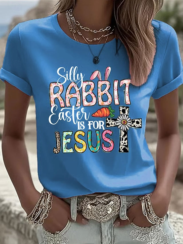 Easter Women's T Shirt Print Floral Graphic Animal Stylish