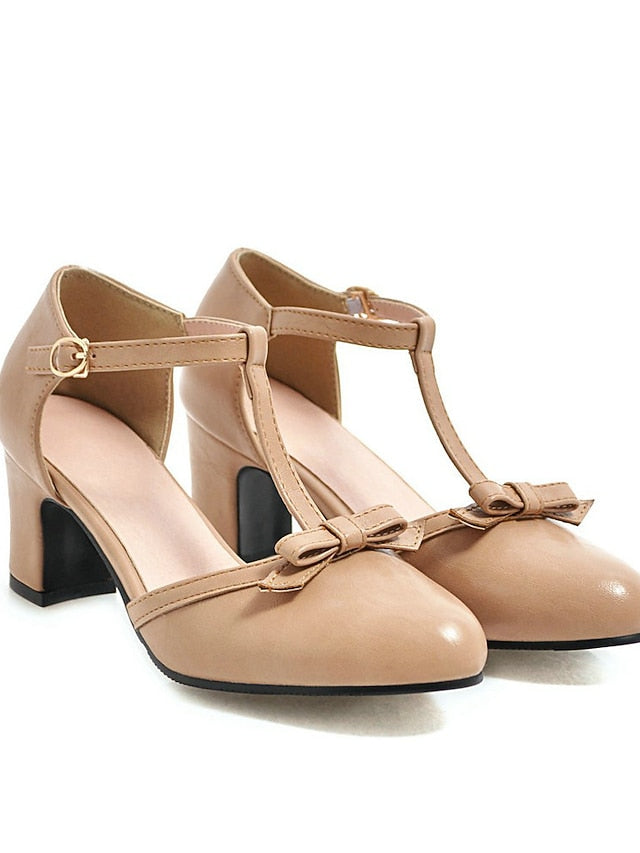 Vintage heels Roaring 1950s Chunky 20s T-strap Retro Shoes Heels