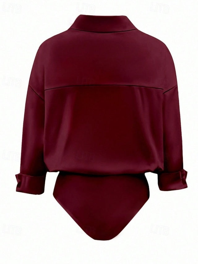 Women's Shirt Blouse Plain Stylish Basic Casual Long Sleeve