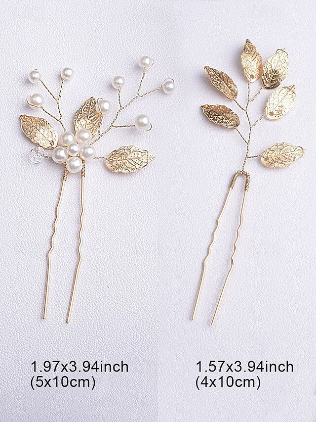 Silver Faux Accessory Bridal Leaf with Hair Gold Pearls and Set