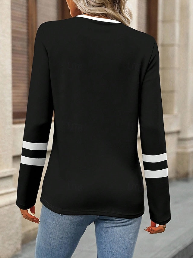 Women's T Shirt Print Graphic Striped Fashion Stylish