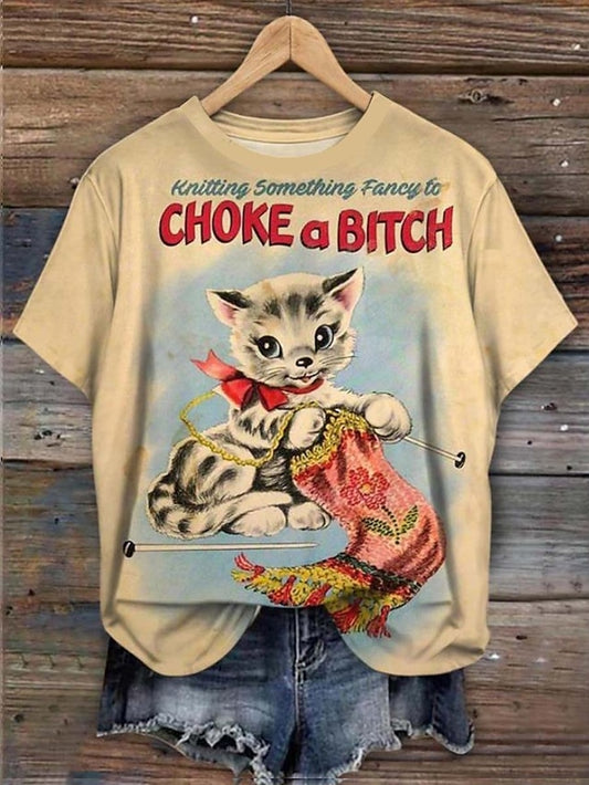 Women's T Shirt Print Vintage Casual Short Sleeve Round