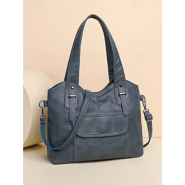 Bag Women's Vintage Dual Faux Tote with Leather Brown