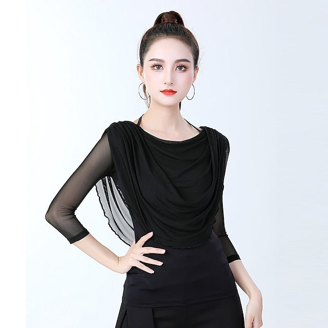 Latin Dance Activewear Top Pure Color Splicing Women's