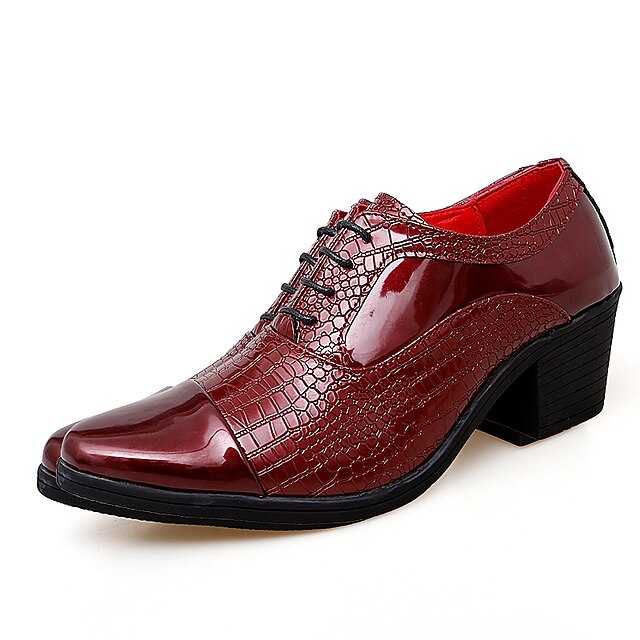 Crocodile Leather Oxford Faux Men's Black Patent Pattern