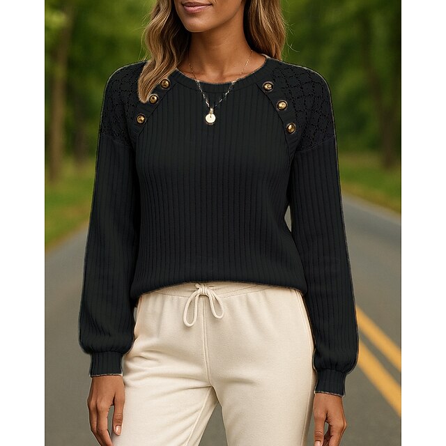 Women's Casual Tops Pullover Sweater Long Sleeve Top