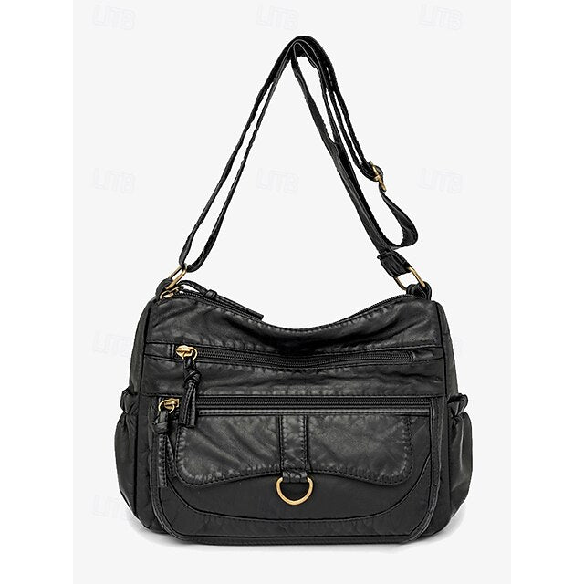 Crossbody Women's Vintage Faux Leather with Brown Bag