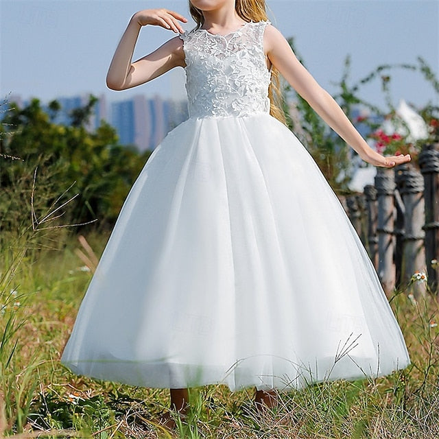 Solid Party Dress Girl Flower Kids Color Girls'