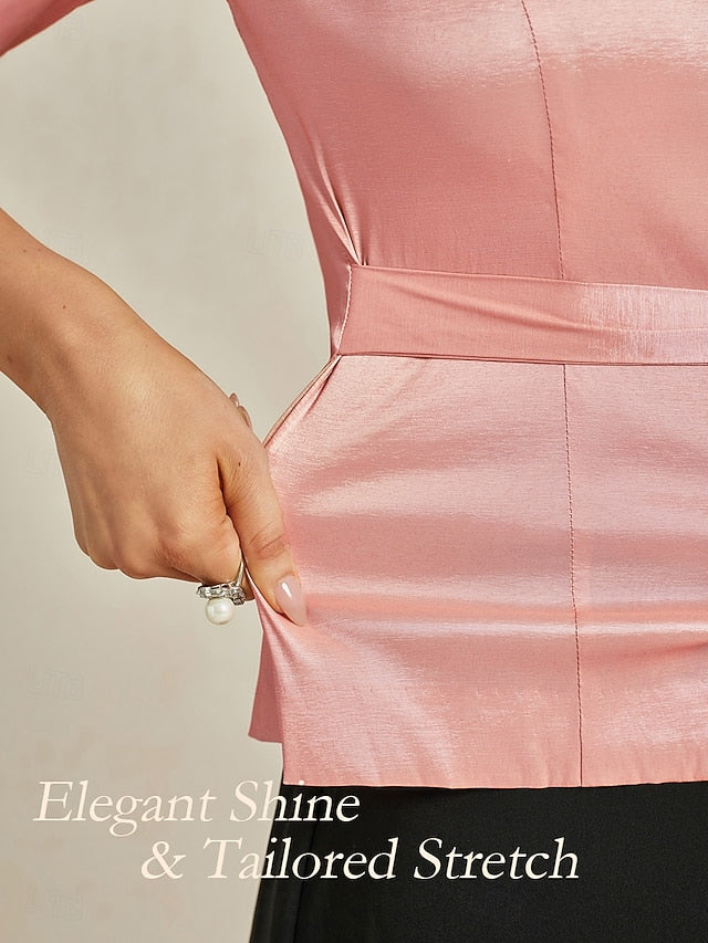Women's Blouse Evening Tops Tie Front Elegant Metallic