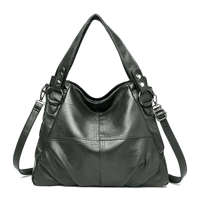 Large Shoulder – Leather Burgundy Faux Bag Women's