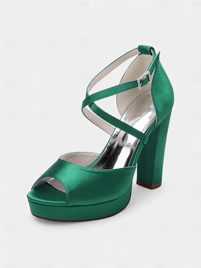 Satin High Heel and with Peep Women's Toe Platform Sandals